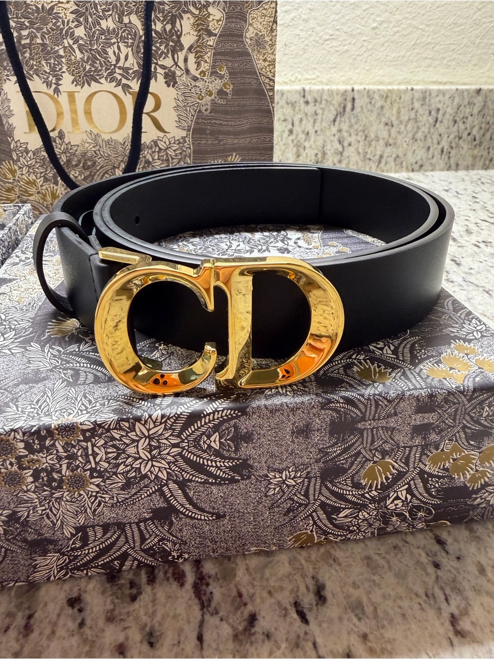 Dior Black Leather Belt - Never Worn - Original Packaging-  Size 90cm